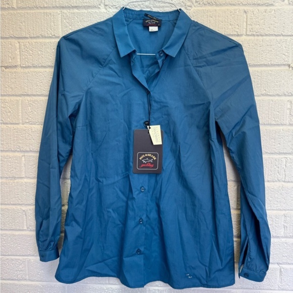 Paul & Shark Blue Button Down Shirt 42 165/84B Swarovski Crystals
